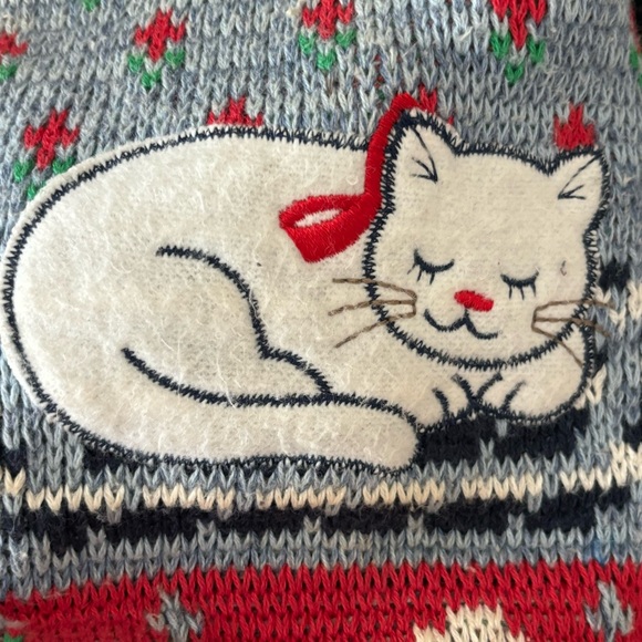Vintage 90s Sweater Loft Cat Lover Cardigan Sweater Size Medium Petite - Picture 5 of 11